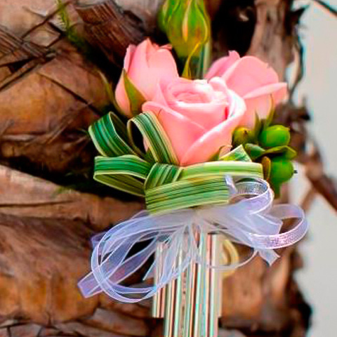 Boutonniere With Silver Windpipes Decor 