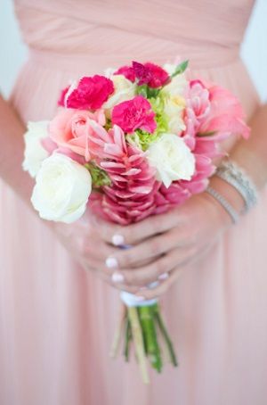 Carnations Hawaiians And Roses Bridesmaid Bouquet 