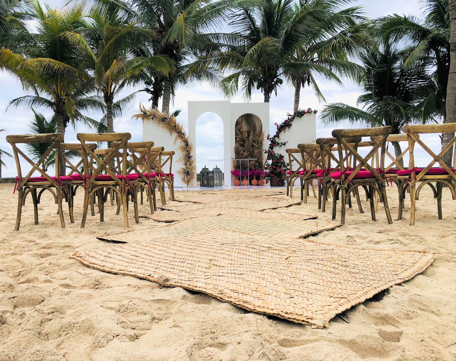 Fuentes Beach Mats And Natural Wood Chairs 